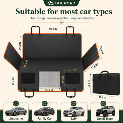 TAILROAD Deck Signature XL dimensions, carry bag size and vehicle fit guide