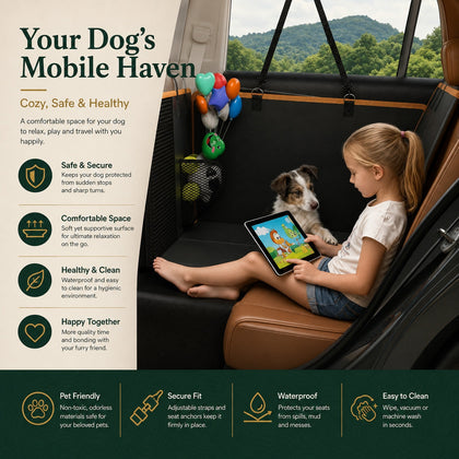 TAILROAD Deck Signature rear-seat travel space with puppy, comfort and cabin protection features